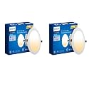 PHILIPS Polycarbonate Ultra Glow 10-watt Round LED Downlighter|3 Colors in 1 Recessed LED Downlight|LED Ceiling Light for Home and Hall|Cut Out: 4 inch, Color: Tunable White, Pack of 2