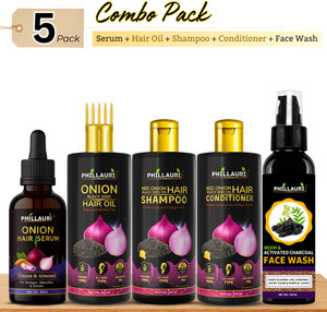 phillauri red onion blackseed hair combo kit with neem facewash combo kit 5 items in the set
