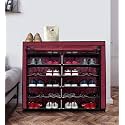 12 Layer Non-Woven Fabric Portable Closet Wardrobe Organizer Storage, (Maroon, Metal)
