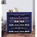 12 Layer Non-Woven Fabric Portable Closet Wardrobe Organizer Storage, (Dark Blue, Metal)