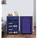 5 Layer Non-Woven Fabric Portable Closet Wardrobe Organizer Storage, (Blue, Metal)