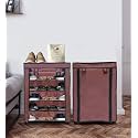 5 Layer Non-Woven Fabric Portable Closet Wardrobe Organizer Storage, 28D x 58W x 91H CM (Brown, Metal)