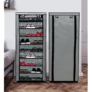 9 layer non-woven fabric portable closet wardrobe organizer storage grey metal