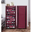 9 Layer Non-Woven Fabric Portable Closet Wardrobe Organizer Storage, (Maroon, Metal)