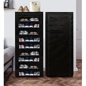 9 layer shoe rack for home amp non-woven fabric portable closet wardrobe organizer storage black metal