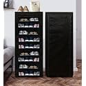 9 Layer Shoe Rack for Home &amp; Non-Woven Fabric Portable Closet Wardrobe Organizer Storage, (Black, Metal)