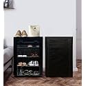 Home Utility Portable Space Saving 4 Layer Shoe Rack Organizer Stand Black, Metal