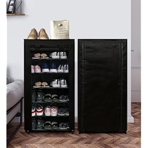 home utility portable space saving 4 layer shoe rack organizer stand black metal