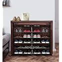 Shoe Rack Shoe Stand Shoes Rack for Home with Cover 12 Layer Shoes Stand for Home Portable (Brown, Metal)