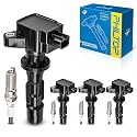 PHILTOP Ignition Coil Pack and Iridium Spark Plugs Fits for Ford 2006-2009 Fusion 2.3L, Mercury 2006-2009 Milan 2.3L, 4PCS UF516