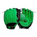 PHINIX 10" PVC Baseball Glove Tee Ball Mitts and Foam Ball for Kids Beginner Play Training Right Hand Throw Green