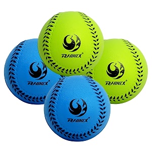 phinix foam baseballs for kids practice- 4 pack blue amp green