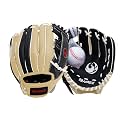 PHINIX Tee Ball Glove with Foam Baseball (Right Hand Throw-Black/Cream/White, 8 1/2 ")