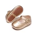 PHIRAMIN Baby Girls Mary Jane Flats - Infant Newborn Walking Shoes Soft Rubber Sole Princess Wedding