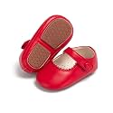 PHIRAMIN Baby Girls Mary Jane Flats - Infant Newborn Walking Shoes Soft Rubber Sole Princess Wedding