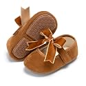 PHIRAMIN Baby Girls Mary Jane Flats - Infant Newborn Walking Shoes Soft Rubber Sole Princess Wedding