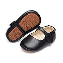 PHIRAMIN Baby Girls Mary Jane Flats - Infant Newborn Walking Shoes Soft Rubber Sole Princess Wedding
