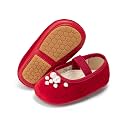 PHIRAMIN Baby Girls Mary Jane Flats - Infant Newborn Walking Shoes Soft Rubber Sole Princess Wedding