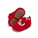 PHIRAMIN Baby Girls Mary Jane Flats - Infant Newborn Walking Shoes Soft Rubber Sole Princess Wedding