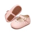 PHIRAMIN Baby Girls Mary Jane Flats - Infant Newborn Walking Shoes Soft Rubber Sole Princess Wedding