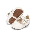 PHIRAMIN Baby Girls Mary Jane Flats - Infant Newborn Walking Shoes Soft Rubber Sole Princess Wedding