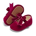 PHIRAMIN Baby Girls Mary Jane Flats - Infant Newborn Walking Shoes Soft Rubber Sole Princess Wedding