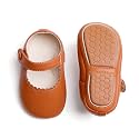 PHIRAMIN Baby Girls Mary Jane Flats - Infant Newborn Walking Shoes Soft Rubber Sole Princess Wedding
