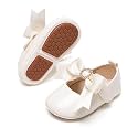PHIRAMIN Baby Girls Mary Jane Flats - Infant Newborn Walking Shoes Soft Rubber Sole Princess Wedding