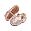 PHIRAMIN Baby Girls Mary Jane Flats - Infant Newborn Walking Shoes Soft Rubber Sole Princess Wedding