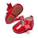 PHIRAMIN Baby Girls Mary Jane Flats - Infant Newborn Walking Shoes Soft Rubber Sole Princess Wedding