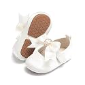 PHIRAMIN Baby Girls Mary Jane Flats - Infant Newborn Walking Shoes Soft Rubber Sole Princess Wedding