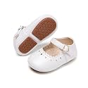 PHIRAMIN Baby Girls Mary Jane Flats - Infant Newborn Walking Shoes Soft Rubber Sole Princess Wedding