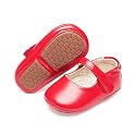 PHIRAMIN Baby Girls Mary Jane Flats - Infant Newborn Walking Shoes Soft Rubber Sole Princess Wedding
