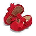 PHIRAMIN Baby Girls Mary Jane Flats - Infant Newborn Walking Shoes Soft Rubber Sole Princess Wedding