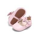 PHIRAMIN Baby Girls Mary Jane Flats - Infant Newborn Walking Shoes Soft Rubber Sole Princess Wedding