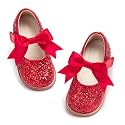 PHIRAMIN Toddler Flower Girl Dress Shoes - Little Girl Mary Janes Flats Wedding