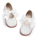 PHIRAMIN Toddler Flower Girl Dress Shoes - Little Girl Mary Janes Flats Wedding