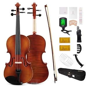 phoenix violin 44 full size kit violin fiddle set for beginner adults student with rosewood bow extra strings amp bridge 2 rosins tuner case mute fingerboard stickers shoulder rest 14