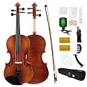 PHOENIX Violin 4/4 Full Size Kit, Violin Fiddle Set for Beginner Adults Student with Rosewood Bow, Extra Strings & Bridge, 2 Rosins, Tuner, Case, Mute, Fingerboard Stickers, Shoulder Rest (1/4)