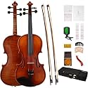 PHOENIX Violin 4/4 Full Size Set, Fiddle Solid Wood for professional Beginners Adults Kid with Ironwood Octagonal Bow & Rosewood Bow Extra strings & Bridge, 2 Rosins, Tuner, Mute, Case