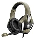 PHOINIKAS PS4 Gaming Headset for PC, PS5, Xbox Headset with 7.1 Stereo Sound, Over Ear Gaming Headphones for Switch, Mobile PS4 with Noise Cancelling Mic, LED Light (Dazzle Gold)