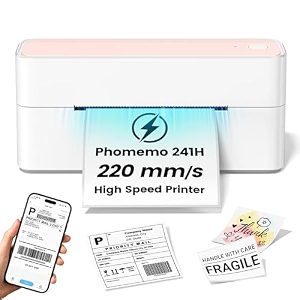 phomemo high-speed thermal label printer 241h label printer amp 20pcs labels
