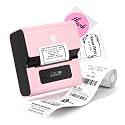 Phomemo Label Maker- M221 Label Maker Machine 3 Inch Bluetooth Thermal Barcode Printer for Small Business/Home Use, for Barcode, Address, Logo, Mailing, Stickers, Compatible with Phone &amp; PC, Pink