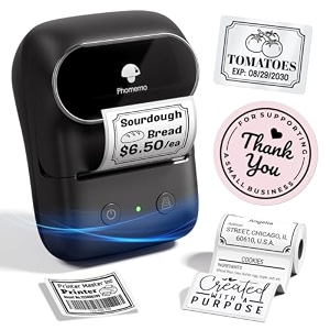 phomemo m108 labeling machine with tapes address label maker mini size and widely used sticker label printer for small business office home school comes with 1 pack white