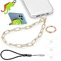 Phone Charm with Gold Metal Chain Detachable Phone Lanyard Hand Wrist Smartphone Strap Finger Grip Strap with 3 Patches Tether Cell Phone Stand Holder Universal for iPhone 16 Pro Max 15 14 13 Charms