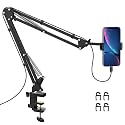 Phone Holder for Desk, Phone Holder for Bed with Adjustable Clamp Clip, Flexible Phone Stand Lazy Bracket Mount Long Arms Clamp for iPhone, Samsung, Google Pixel, Moto (Black)