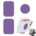 Phone Magnets for Back of Phone, Universal Metal Plates, 2 Rectangular and 2 Round with Adhesive, car Phone Magnets (Purple)