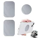 Phone Magnets - Universal Metal Plates, 2 Rectangular and 2 Round with Adhesive, Car Magnets (Silver)