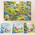 PHONICS PLAYTIME activity mat, SEARCH &amp; FIND EXPEDITION activity mat, FAIRY LAND ADVENTURES activity mat and GIANT JUNGLE SAFARI COLOURING POSTER | Combo of 3 activity mats with pen and 1 colouring poster| Fun with Phonic