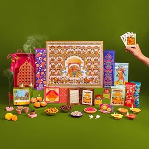 phool diwali gift hamper i premium ramayan collection i limited edition i 13 inclusions i playing cards ceramic diyas candle ladoo bambolees incense havan cups dry fruits - nut mix amp diwali card i diwali hamper for gifting